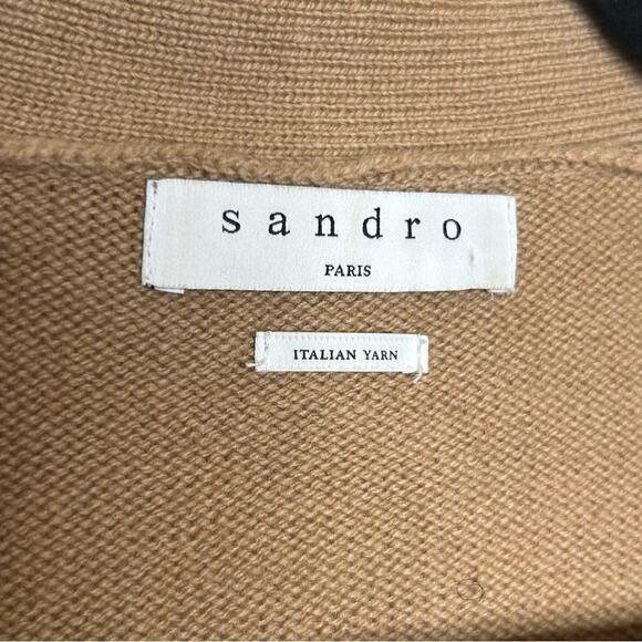 Sandro Cardigan Wool Cashmere Blend Oversized Sweater Italian Yarn Side Slit 2 - Picture 4 of 9